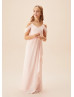 Cold Shoulder Petal Chiffon Ruffled Junior Bridesmaid Dress
